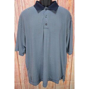 Footjoy FJ Mens XL Navy & White Striped Polo Shirt